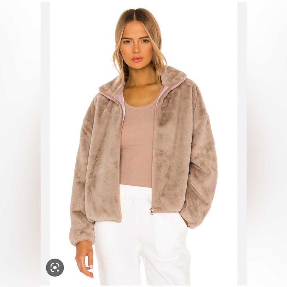 Spiritual Gangster Indy Faux Rabbit Zip Up Jacket